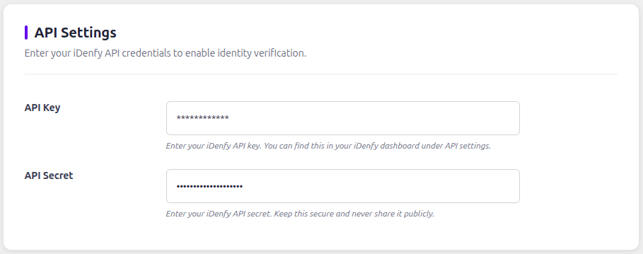 Idenfy-WooCommerce settings zoomed