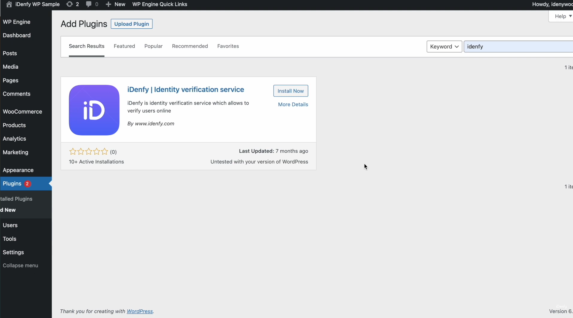 Idenfy-Wordpress plugin installation