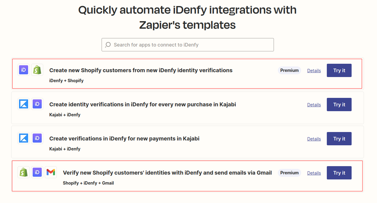 Idenfy - Shopify integration